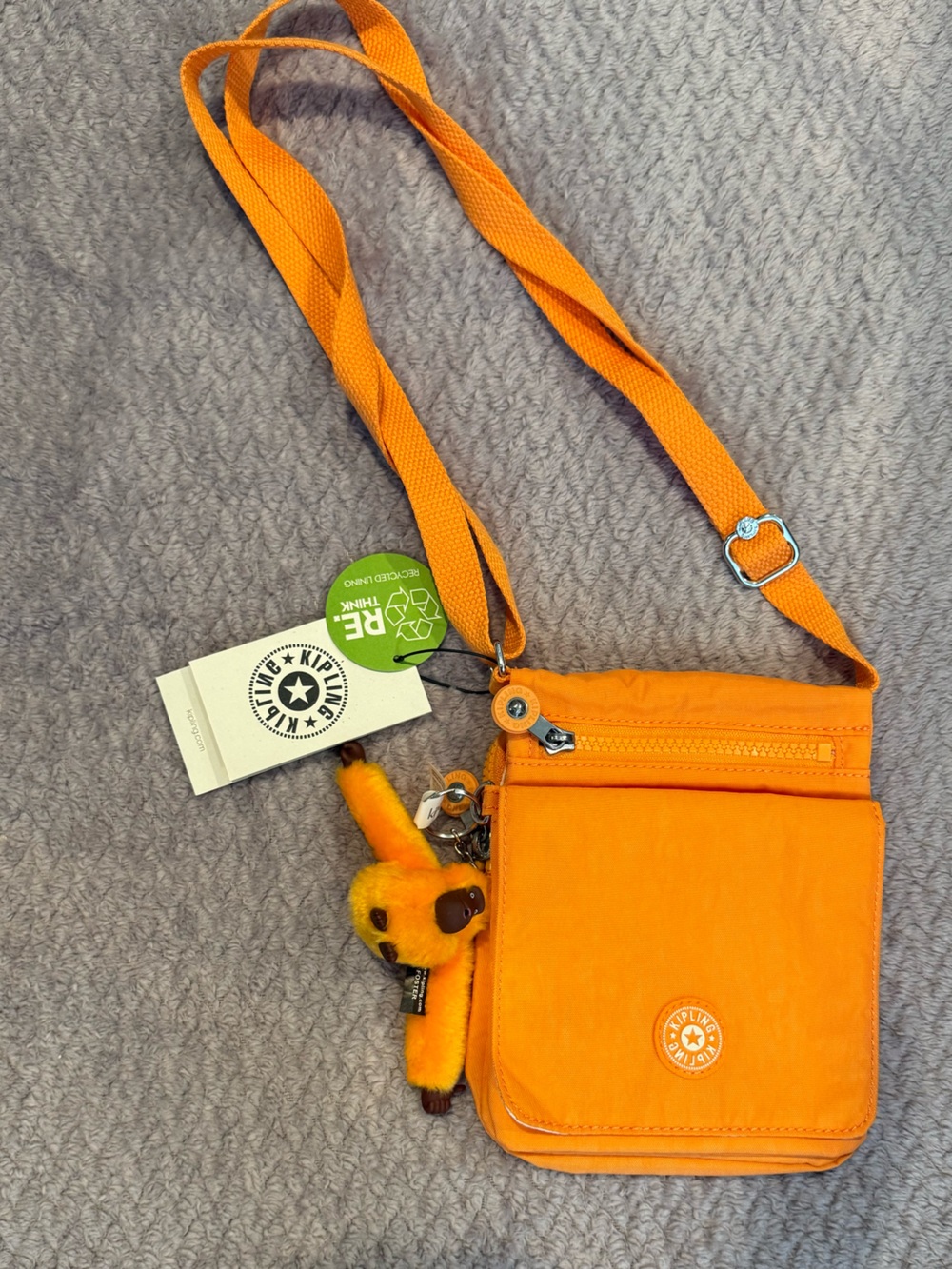 Kipling Apricot Small Crossbody Bag with Monkey Charm Unisex  🧡